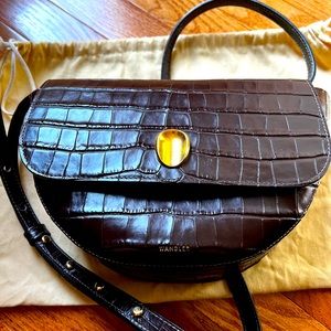 Wandler Anna leather shoulder bag with gold hardware adjustable strap